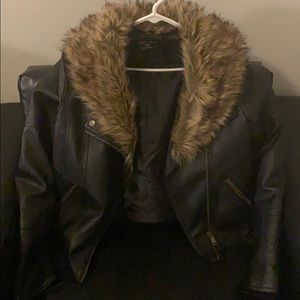 Faux fur leather jacket